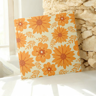 Retro Vintage Orange Botanisches Blumenmuster Herb Fliese