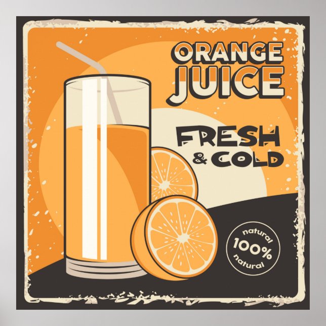 Retro Vintage Orangensaftbranche Poster (Vorne)