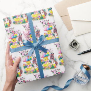 Retro-Vintage-Osterhase-Küken Geschenkpapier
