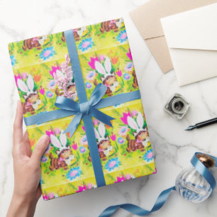 Retro Vintage Osterkatze Geschenkpapier