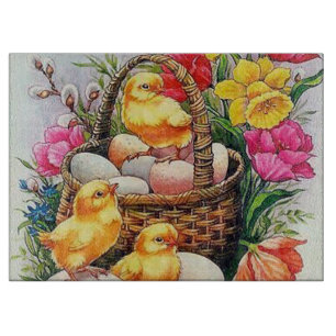 retro-vintage-Osterküken-Feiertags-Eier Schneidebrett