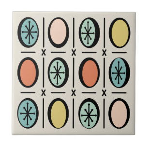 Retro-Vintage-Ovale mit Füllmuster in Pastellfarbe Fliese