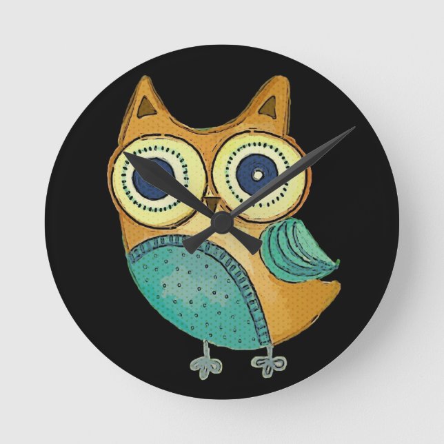 Retro Vintage Owl Runde Wanduhr (Vorderseite)