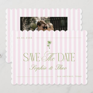 Retro Vintage Palmenbaum Rosa und Grün Hochzeit Save The Date