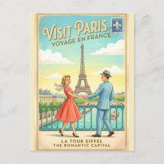 Retro Vintage Paris Eiffelturm Frankreich Postkart Postkarte