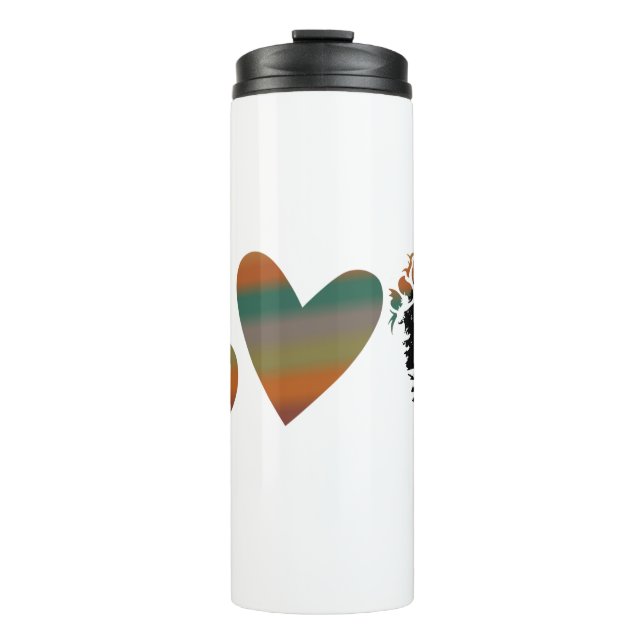 Retro Vintage Peace Love Bigfoot Thermosbecher (Vorderseite)
