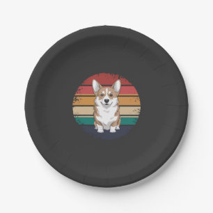 Retro Vintage Pembroke Welsh Corgi Liebhaber Hund Pappteller