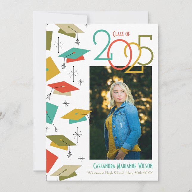 Retro Vintage Photo Graduation Faire-part (Devant)