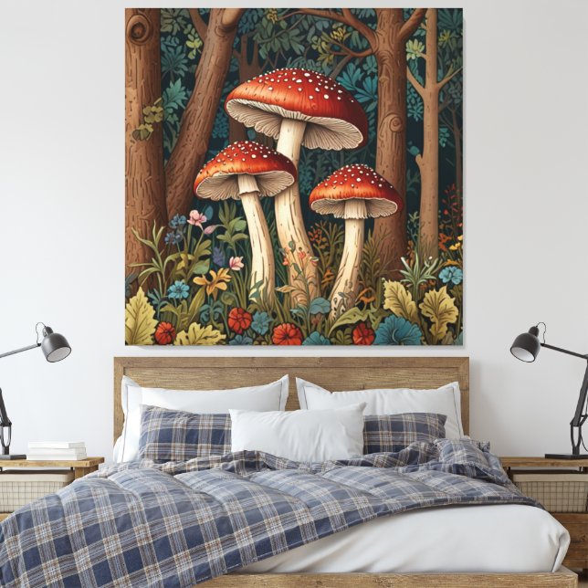 Retro-Vintage Pilze Leinwanddruck (Insitu (Schlafzimmer))