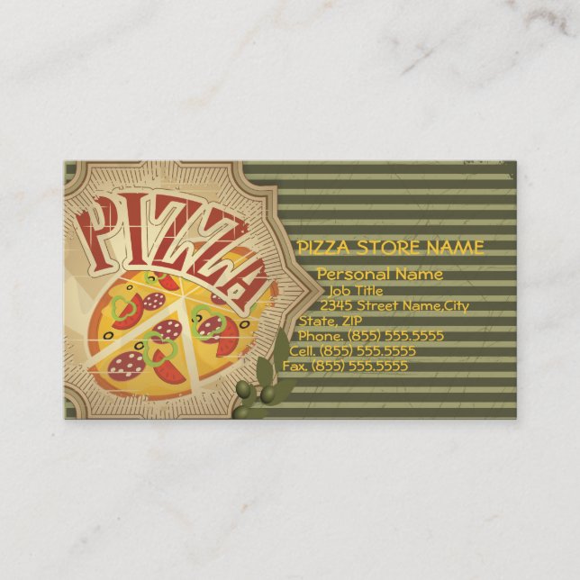 Retro Vintage Pizza-Geschäfts-Geschäfts-Karte Visitenkarte (Vorderseite)