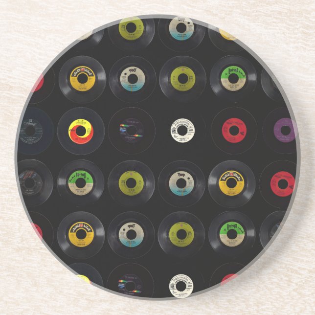 Retro Vintage Platten des Vinyl45 Sandstein Untersetzer (Vorne)