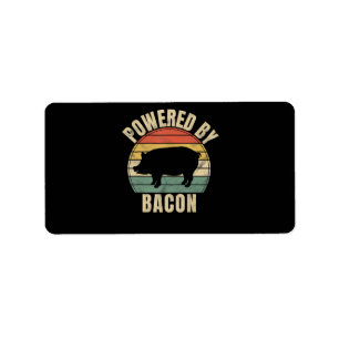 Retro Vintage Powered By Bacon BBQ BBQ Adressaufkleber