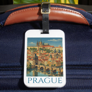 Retro Vintage Prag Tschechische Republik Stadtansi Gepäckanhänger