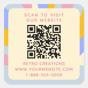 Retro-Vintage Rays QR-Code Abstrakt Business Quadratischer Aufkleber