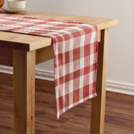 Retro Vintage Red Textured Plaid Kurzer Tischläufer