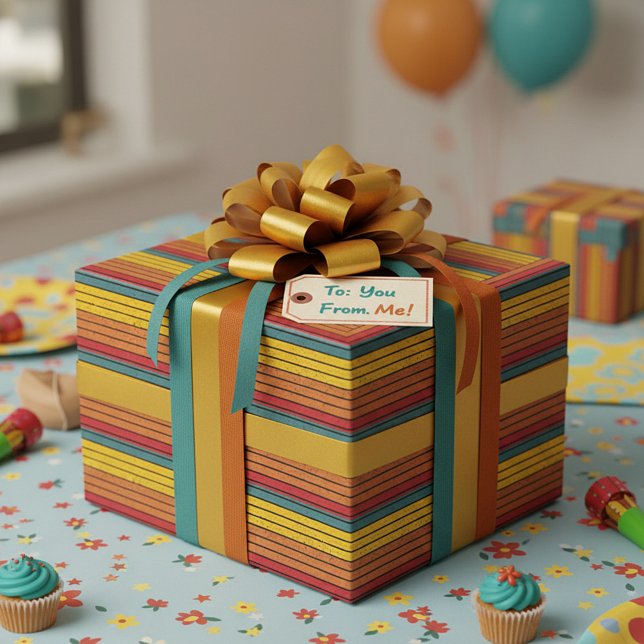 Retro Vintage Regenbogenstreifen Geschenkpapier (Von Creator hochgeladen)