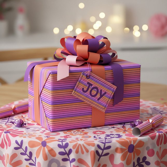 Retro Vintage Regenbogenstreifen Geschenkpapier (Von Creator hochgeladen)