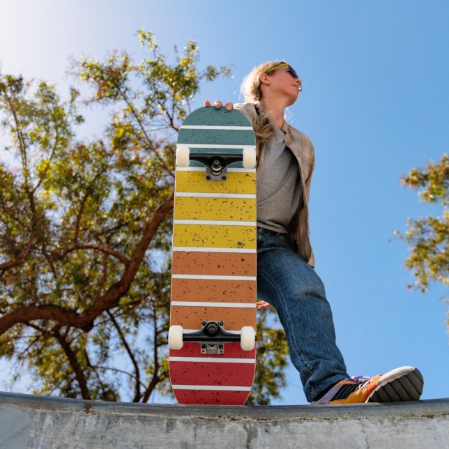 Retro Vintage Regenbogenstreifen Skateboard (Außenbereich 1)