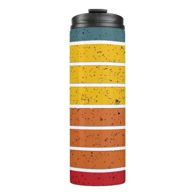 Retro Vintage Regenbogenstreifen Thermosbecher (Vorderseite)