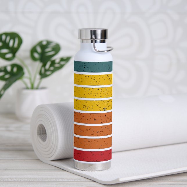 Retro Vintage Regenbogenstreifen Trinkflasche (Yoga)