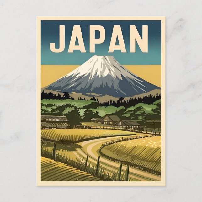 Retro Vintage Reise Altes Japan Landschaft Postkarte (Vorderseite)