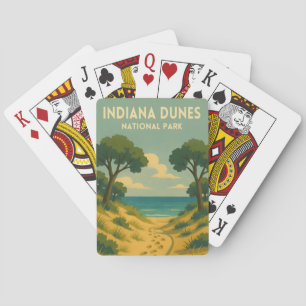 Retro Vintage Reise Indiana Dunes Nationalpark Spielkarten