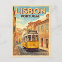 Retro Vintage Reise Lissabon Portugal Gelber Straß