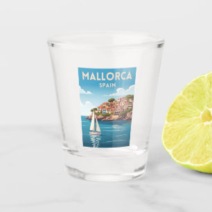 Retro Vintage Reise Mallorca Spanien Küste Schnapsglas