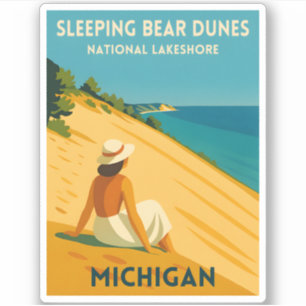 Retro Vintage Reise Michigan Sleeping Bear Dunes Aufkleber