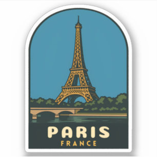 Retro Vintage Reise Paris Frankreich Eiffelturm Aufkleber