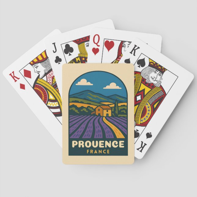 Retro Vintage Reise Provence Frankreich Landschaft Spielkarten (Rückseite)