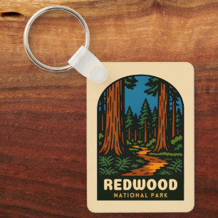 Retro Vintage Reise Redwood Nationalpark Natur Schlüsselanhänger