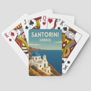 Retro Vintage Reise Santorin Griechenland Küste Spielkarten