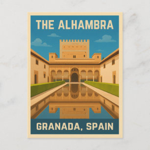 Retro Vintage Reise The Alhambra Granada Spanien Postkarte