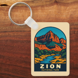 Retro Vintage Reise Zion Nationalpark Utah Schlüsselanhänger