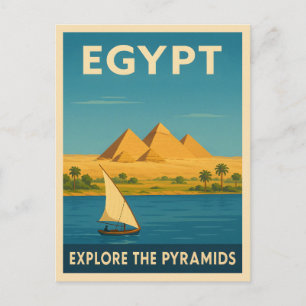 Retro Vintage Reisen Ägypten Pyramid Nile River Postkarte