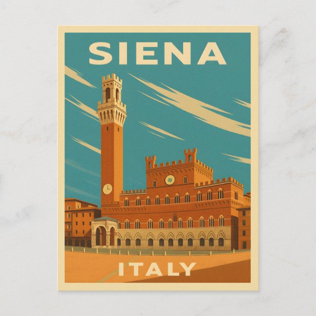 Retro Vintage Reisen Siena Landschaftlich Postkarte (Vorderseite)