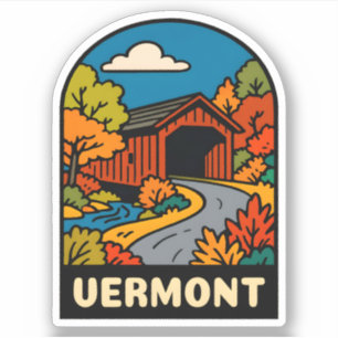 Retro Vintage Reisen Vermont Landschaft Landschaft Aufkleber