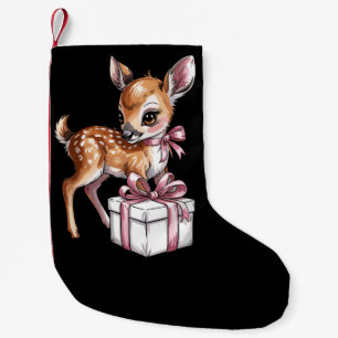 Retro Vintage Rentier Rosa Weihnachten Babyhirsch  Kleiner Weihnachtsstrumpf