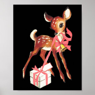 Retro Vintage Rentier Rosa Weihnachten Von Poster