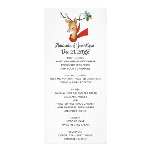 Retro Vintage Rentier Weihnachts Hochzeitsmenü Werbekarte