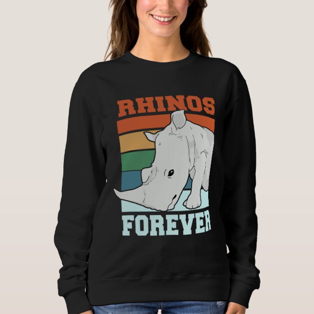 Retro Vintage Rhinos Forever Stop Poaching Sweatshirt (Vorderseite)
