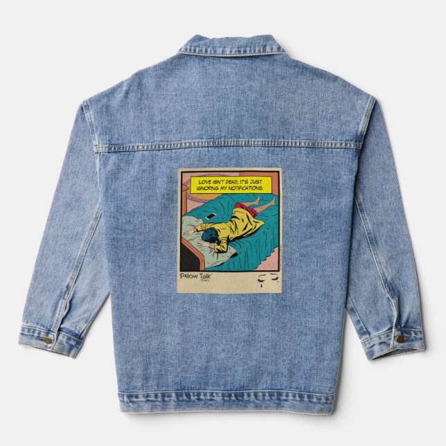Retro Vintage Romantik Comic: Bettgeflüster Jeansjacke (Rückseite)