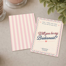 Retro Vintage Rosa Brautjungfer-Vorschlagskarte