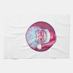 Retro Vintage Rosa Weihnachtsmann Geschirrtuch