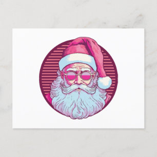 Retro-vintage rosa Weihnachtsmann Postkarte