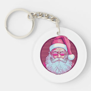 Retro Vintage Rosa Weihnachtsmann Schlüsselanhänger