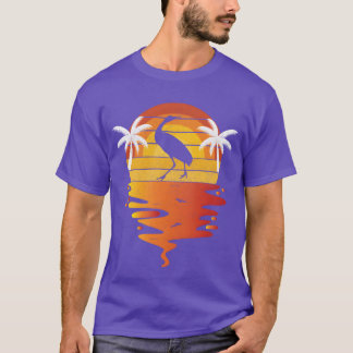 Retro Vintage Sandhill-Kranich Vogel 70er Sonnenun T-Shirt