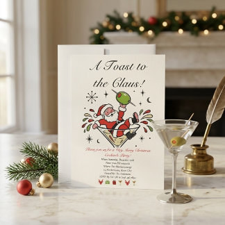 Retro-Vintage-Santa-Martini-Weihnachtscocktail Einladung