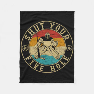 Retro Vintage Schließe Dein Fünf-Loch-Eishockey Fleecedecke